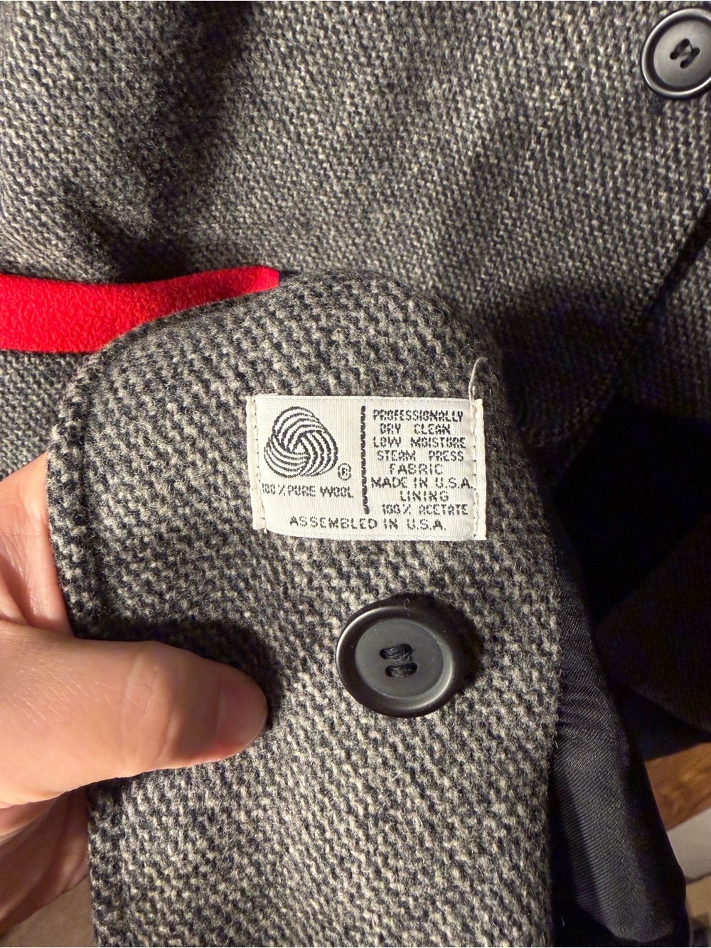 Spencer Reid Three-Color Wool Blend Coat with Red Accents - Picture 5 of 7